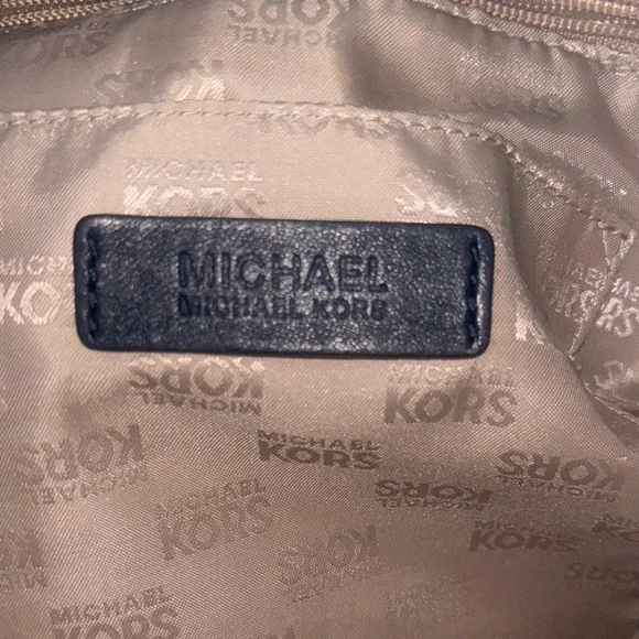 Michael Kors Navy Blue Leather Tote Bag - Picture 2 of 10